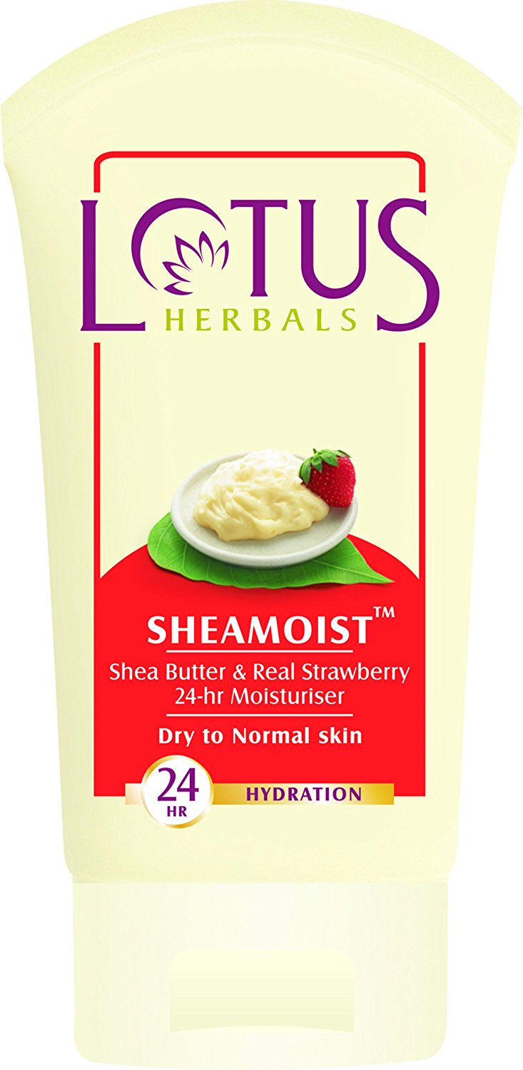 Lotus Herbal Sheamoist Shea Butter And Real Strawberry 24 Hour Moisturiser, 120g